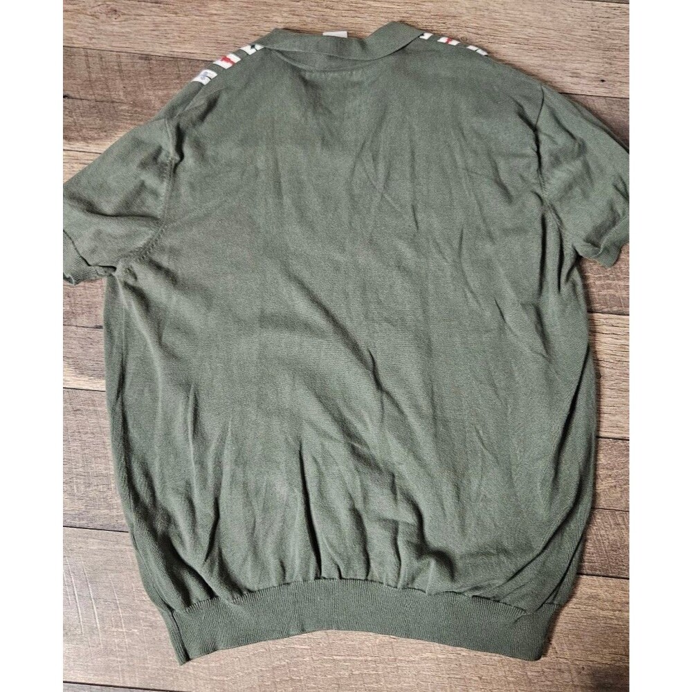 Disney Matterhorn Bobsleds Men's XXL Knitted Green Striped Polo Collar Disney - Picture 10 of 11